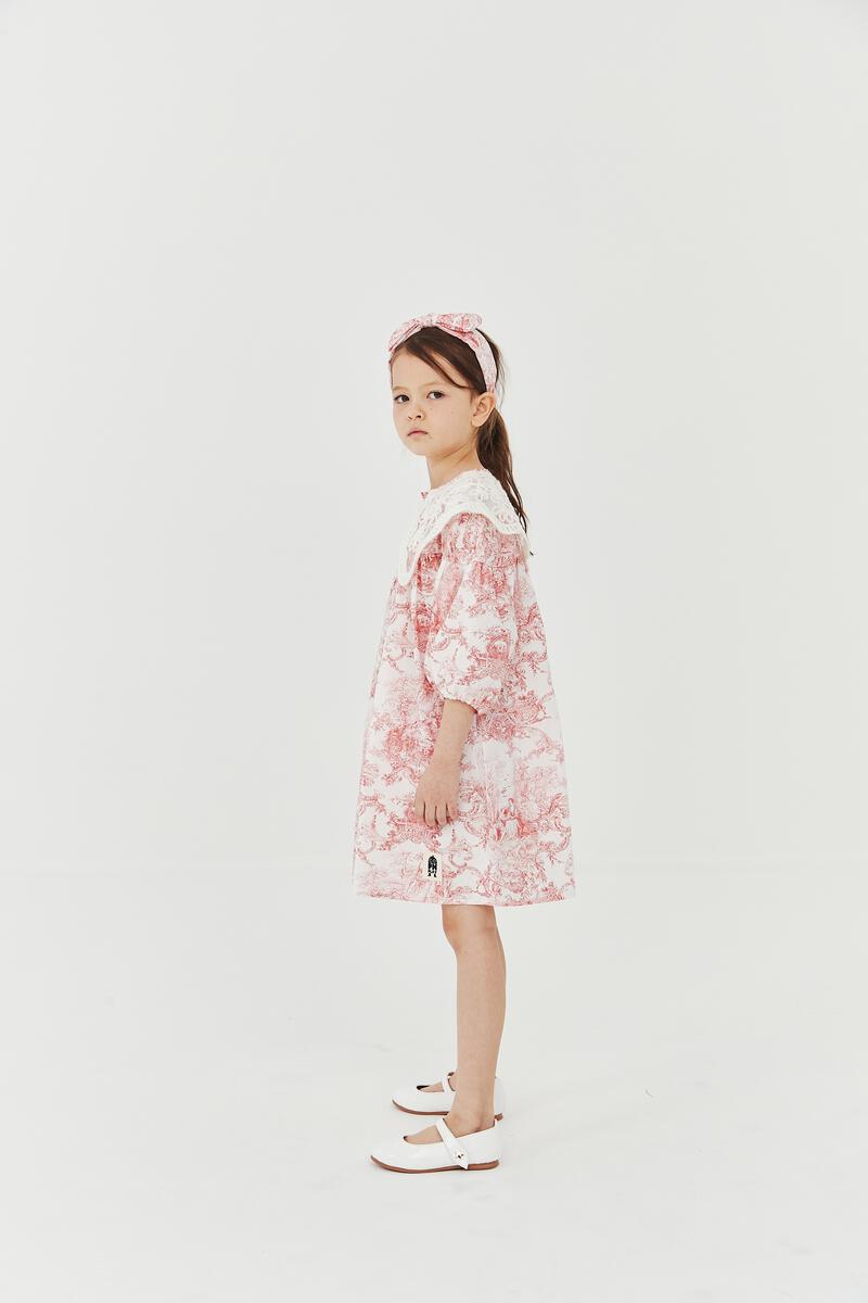 Lace Collar Dress - French Red - 7 Years