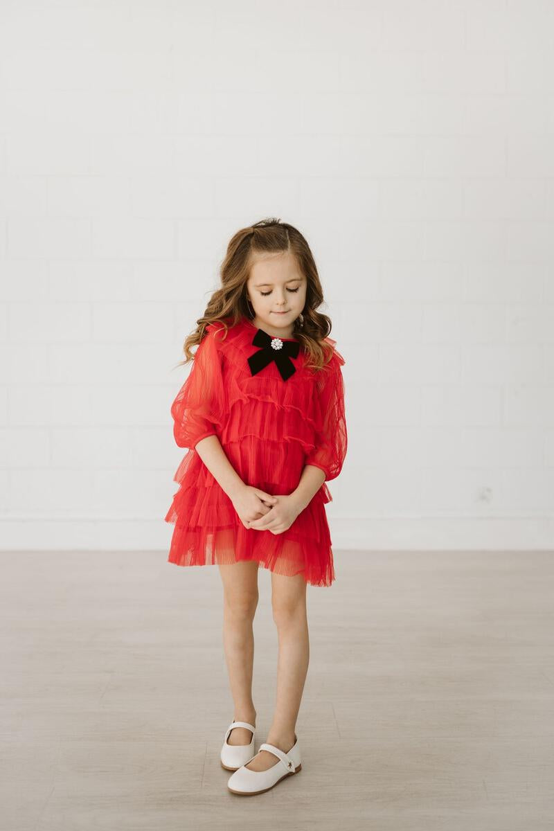 Six Layered Dress - Red - 4 years