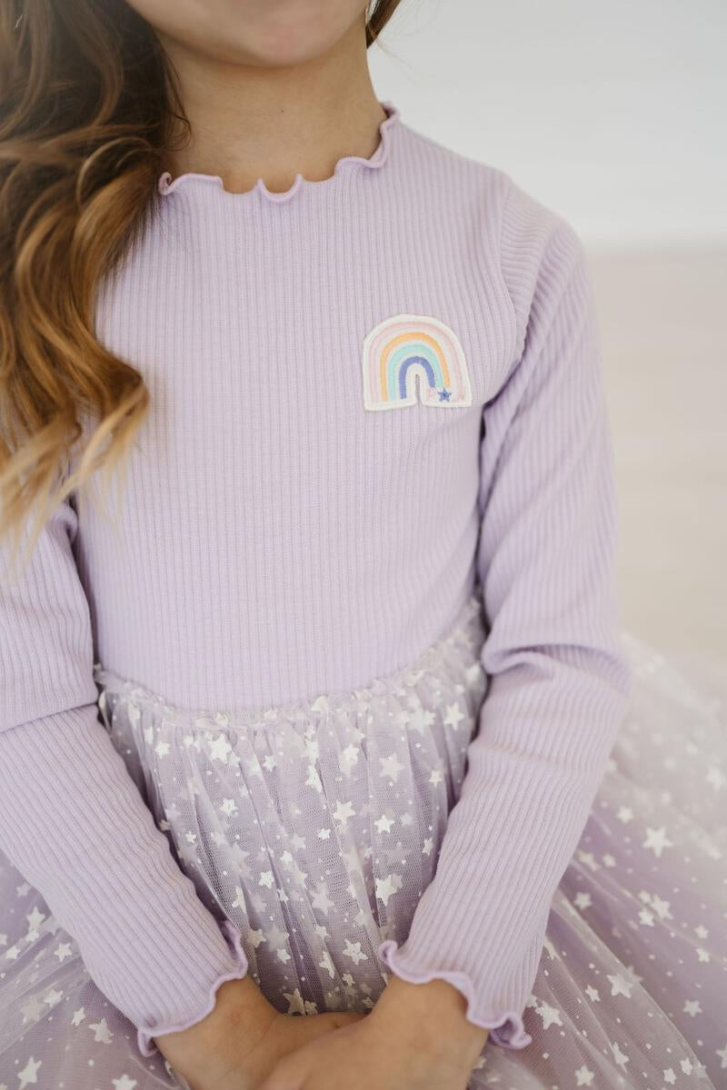 Patched Tutu Dress - Lilac - 6 Months