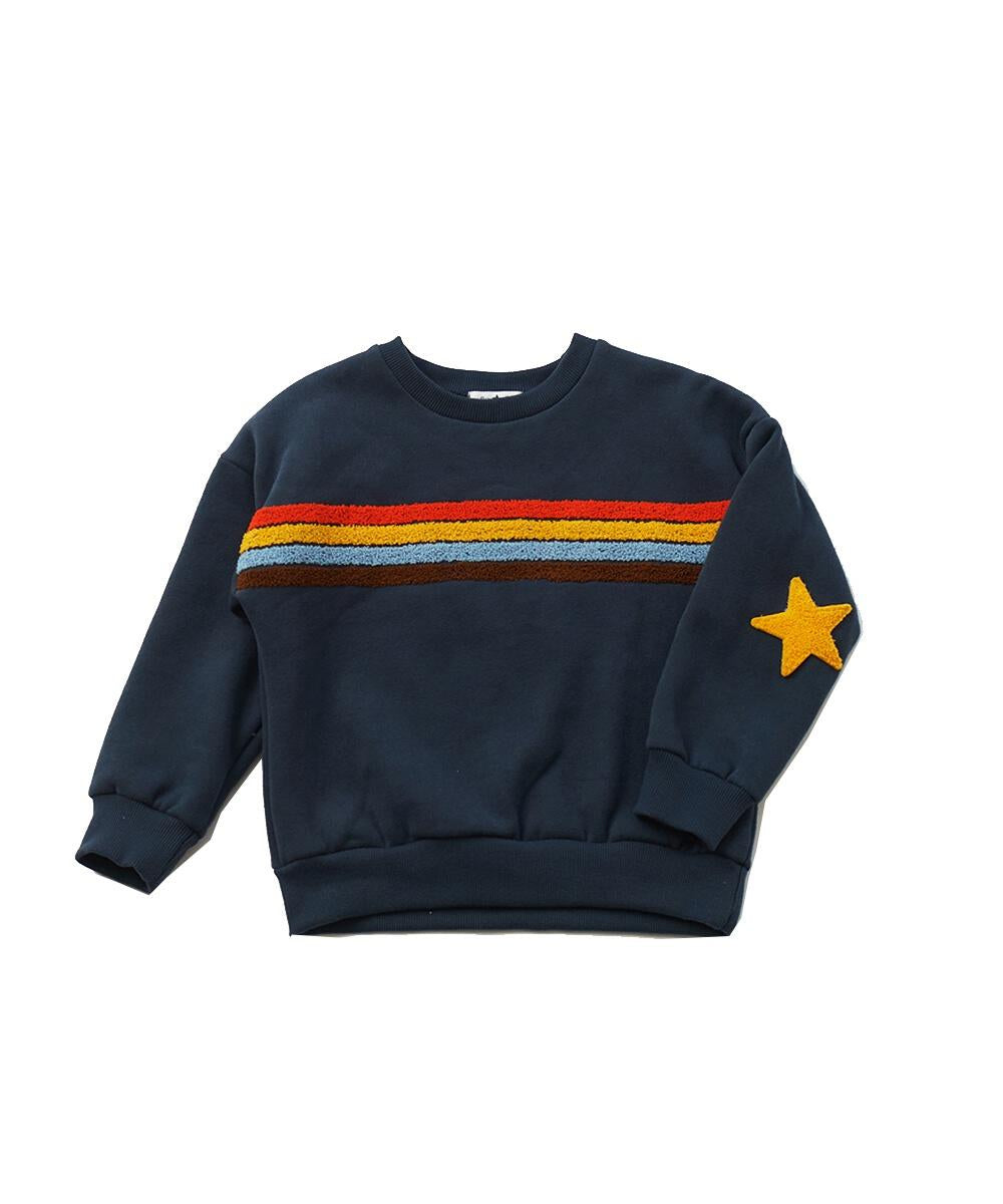 Rainbow Star Sweatshirt - NAVY - 6 Months