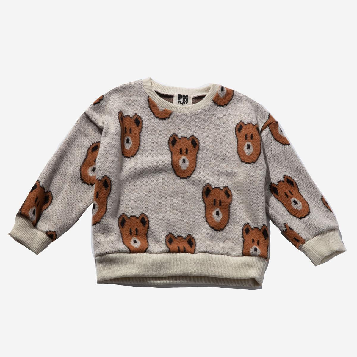 Knit Bear Sweatshirt - Ivory - 6 Months
