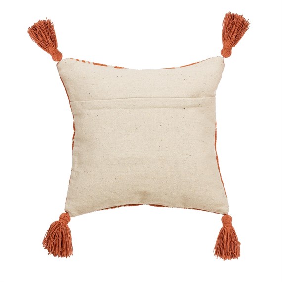 Terracotta Triangles Block Print Cushion