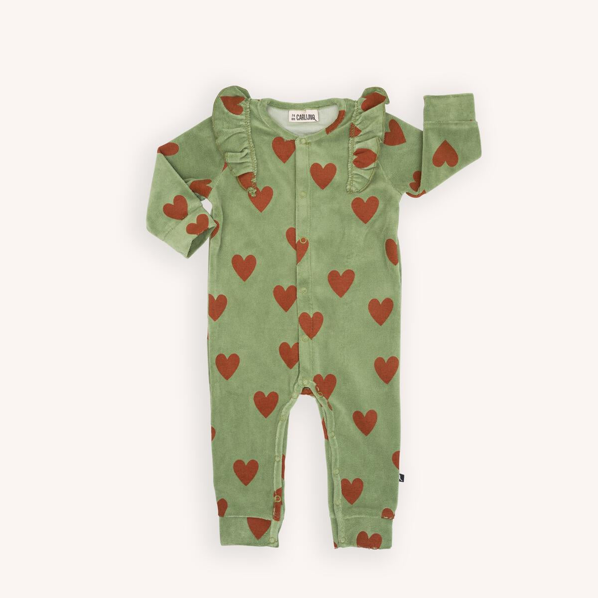 Hearts Velvet Baby Jumpsuit Girls - 9-12 Months