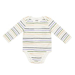 Striped Baby Bodysuit Natural - Blue - 3-6 Months