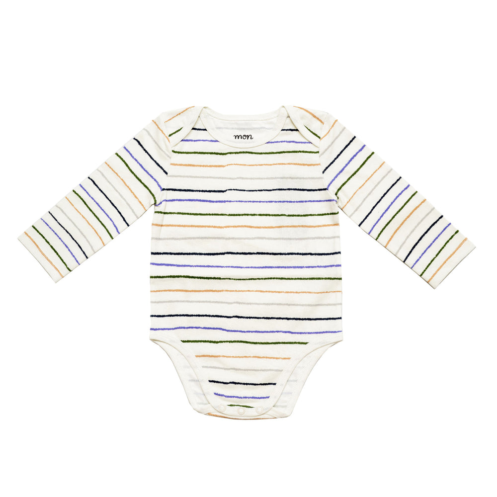 Striped Baby Bodysuit Natural - Blue - 3-6 Months