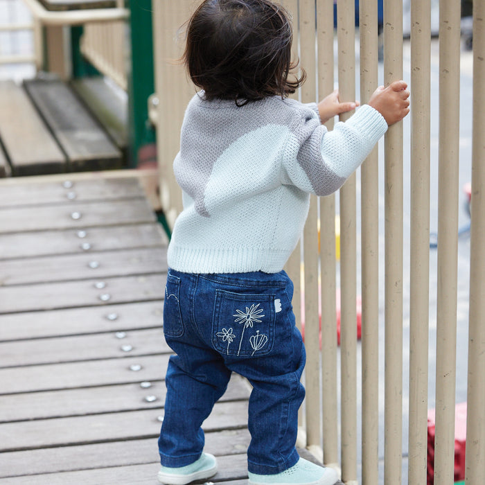 Flower Pocket Baby Jeans Embroidery - 3-6 Months