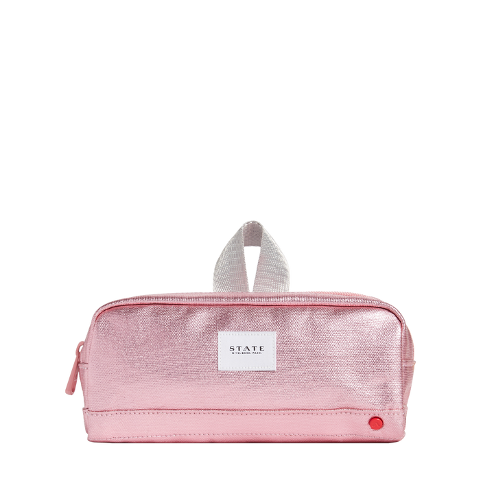 Clinton Pencil Case - Pink & Silver