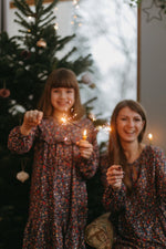 Floral Dress With Ruffles - Night Blue