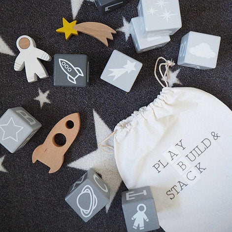 Space & Beyond Wooden Play, Build & Stack Blocks