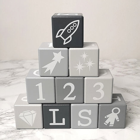 Space & Beyond Wooden Play, Build & Stack Blocks