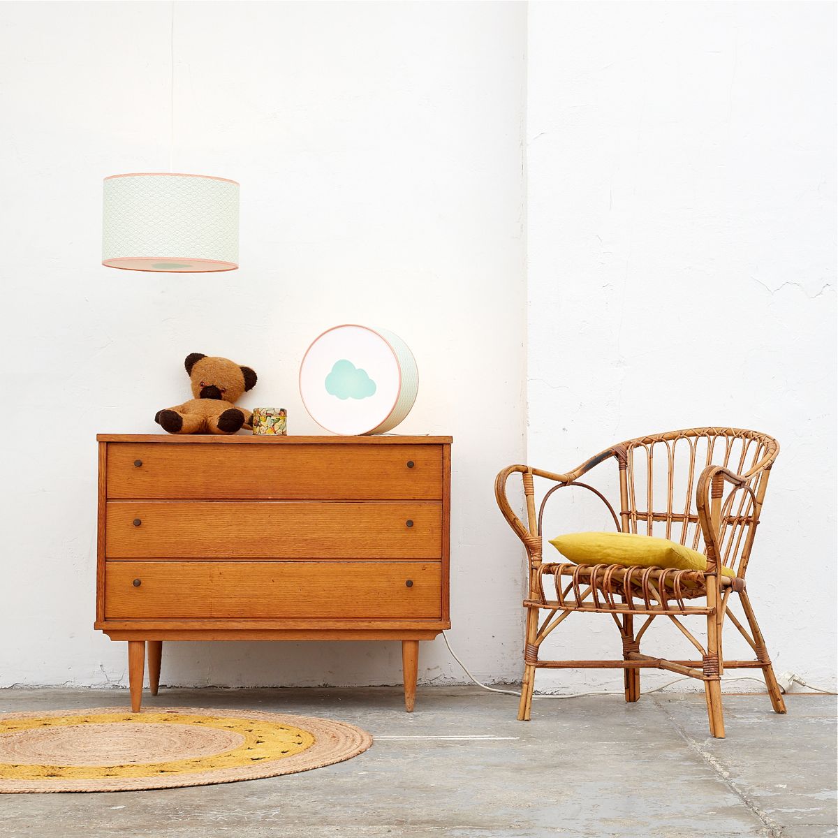 Table or Hanging Lamp: Mint Waves Mint Cloud