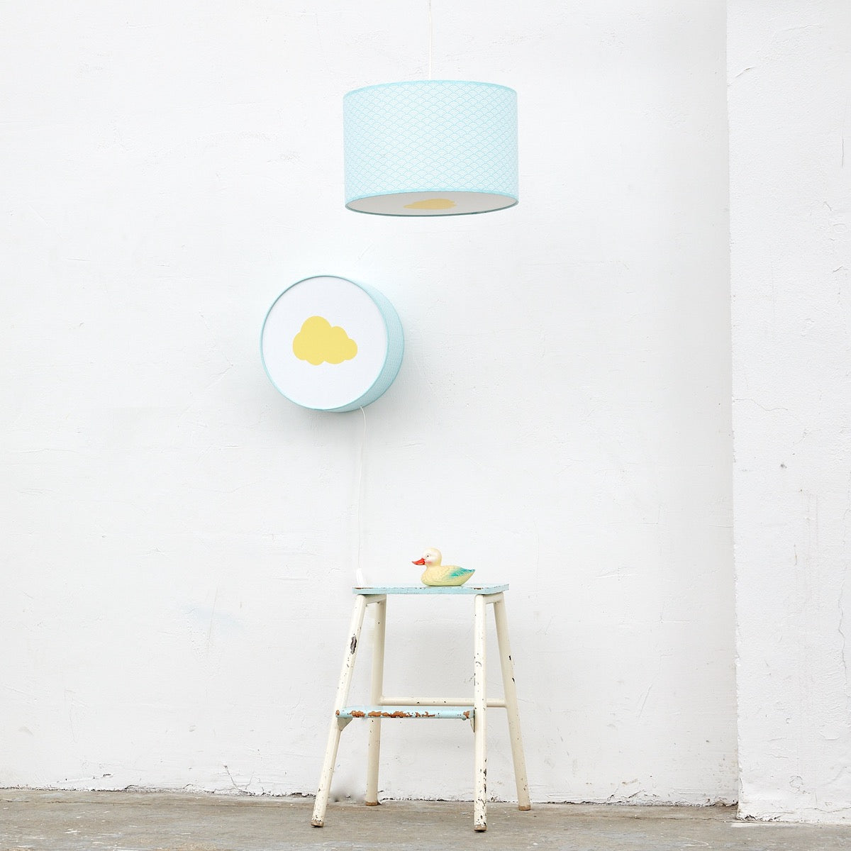 Ceiling Lamp: Light Blue Waves Yellow Cloud