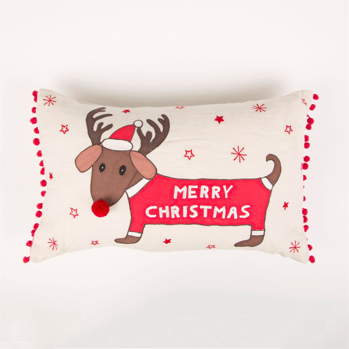 Merry Dachshund with Antlers Cushion With Inner