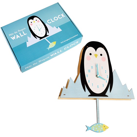Milo The Penguin Wooden Wall Clock
