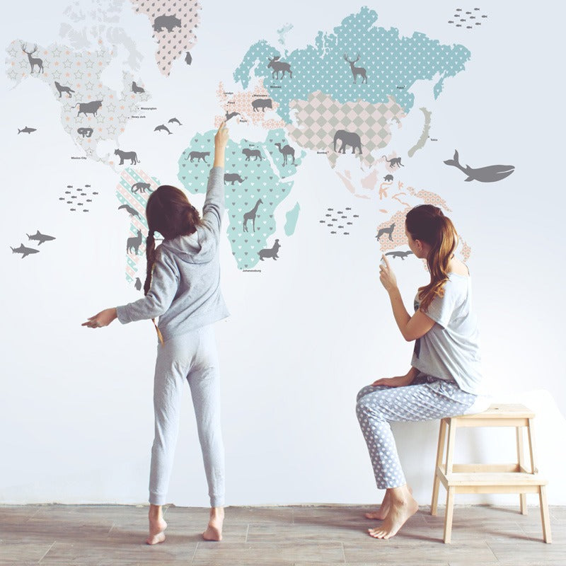 Pastel Map Wallstickers (Medium)