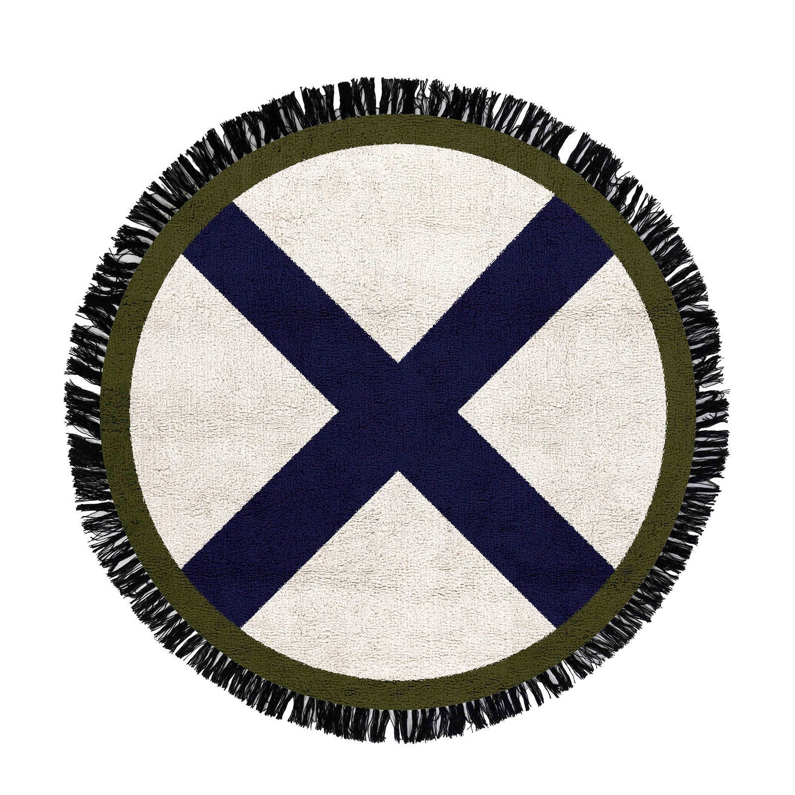 Round Crosses Rug - Navy,Green