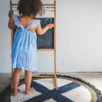 Round Crosses Rug - Navy,Green